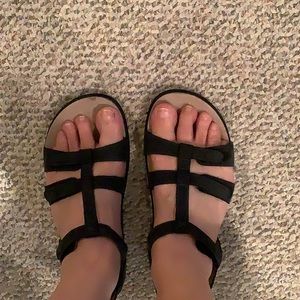 SAS black adjustable sandals.  High grade foot bed